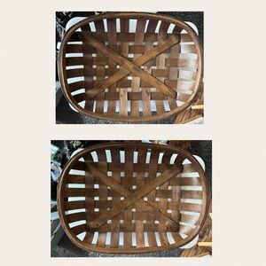 Two Rustic Brown Tobacco Baskets